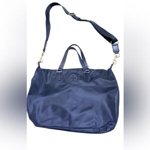 Tory Burch Tilda Slouchy Nylon Satchel Navy Blue Crossbody Bag